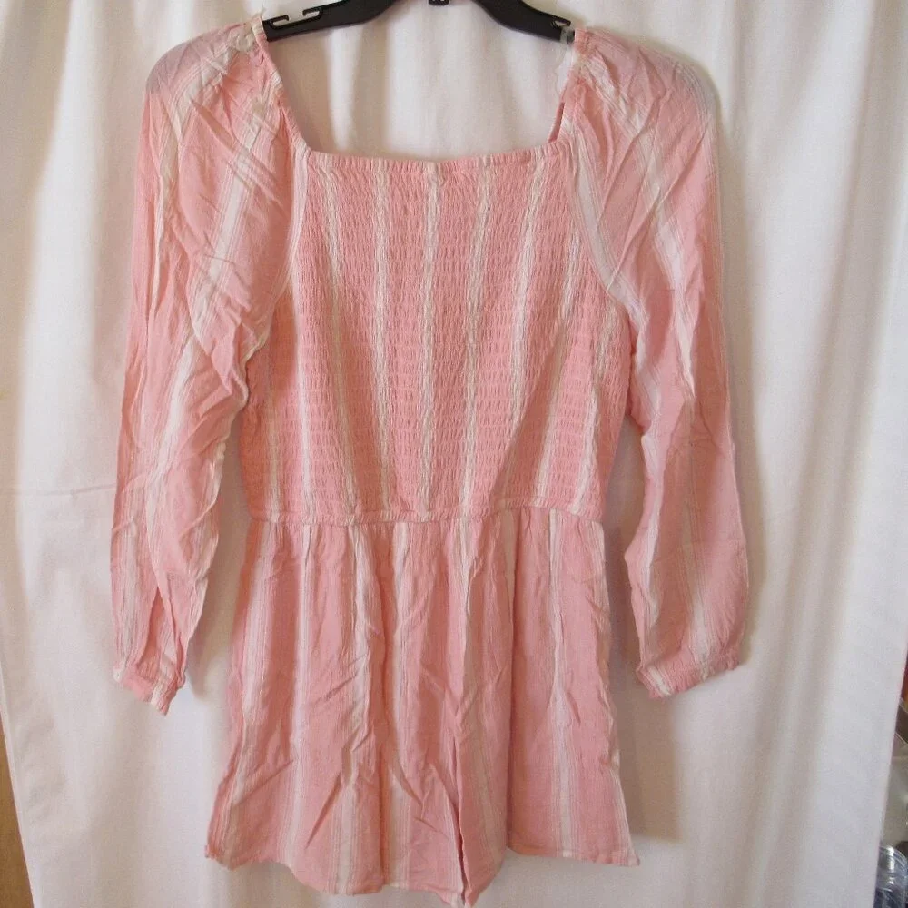 Justice Pink and White Striped Shorts Romper/Jumper